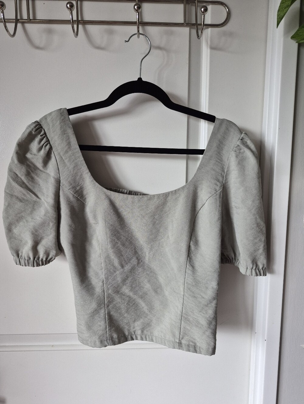 Sage Puff Sleeve Square Neck Top in Light Sage